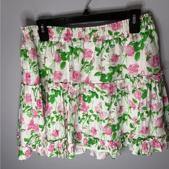 Hill House The Paz Rose Spring Floral Elastic Waist Mini Skirt - Picture 2 of 7